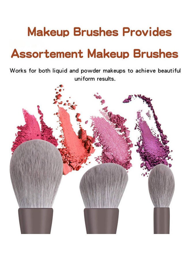 Rock Pow 10 Pcs Professional Makeup Brush Set Grey - Image 4