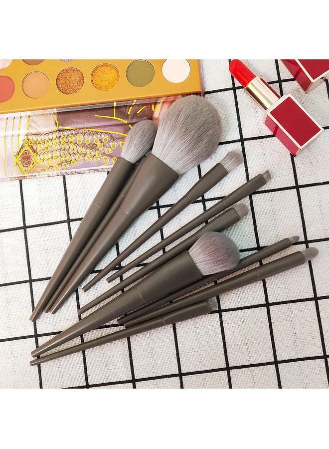 Rock Pow 10 Pcs Professional Makeup Brush Set Grey - Image 5