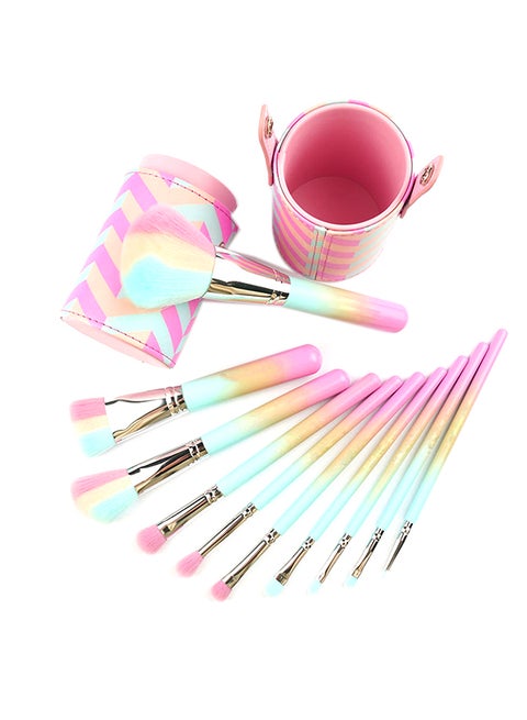 11-Piece Makeup Brush Set With Box Multicolour