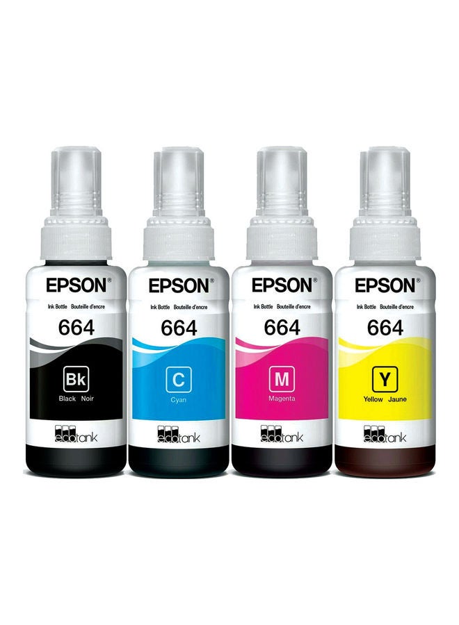 EPSON - 4-Piece Eco Tank Ink Cartridge Bottle For L100/L110/L120/L200/L210/L220/L300/L310 Multicolour - Image 1