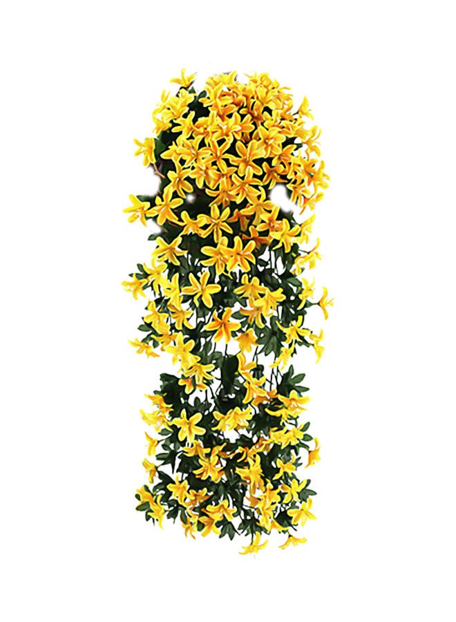Generic 2-Piece Artificial Small Lily Flower Rattan Wedding Home Wall Hanging Decoration Yellow/Green  - Image 1
