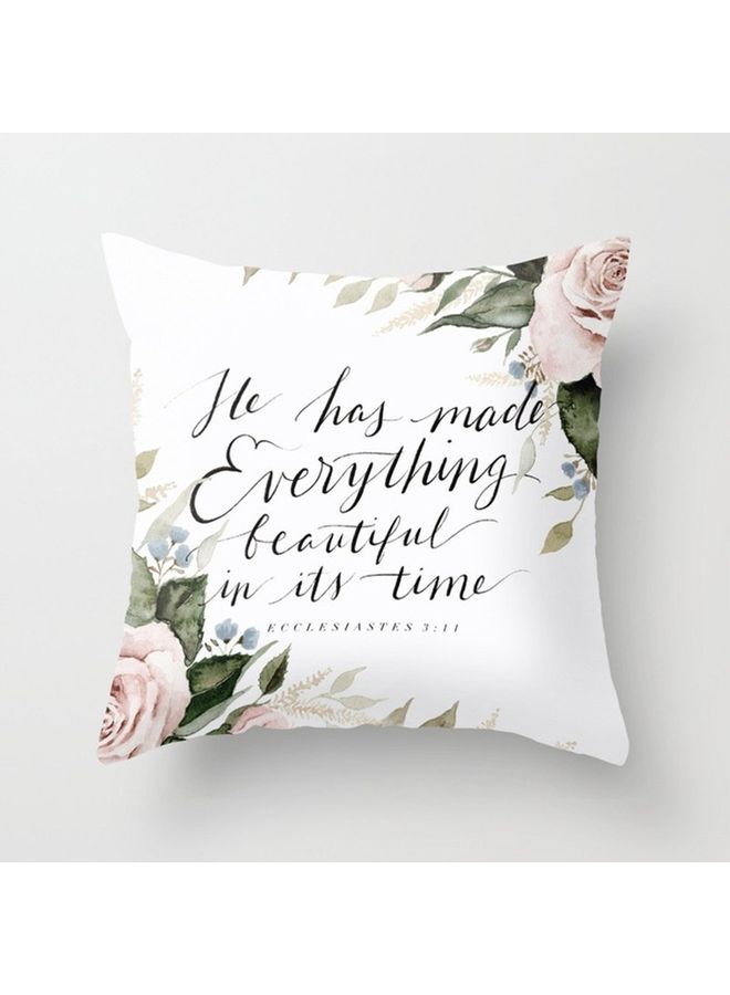 Thick Flower And Text Decorative Pillowcase White