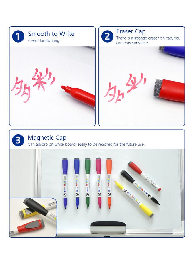 Generic 8-Piece Ease Dry Markers With Eraser Cap Multicolour  - Image 3