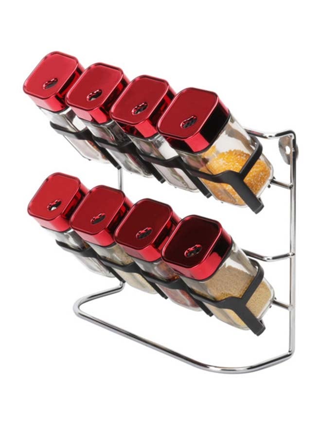 8-Piece Spice Container Set Red/Clear 30 x 28 x 12cm