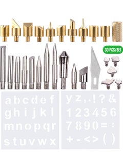 Generic 30-Piece Wood Burning Tip Set With Stencils Gold/Silver/White  - Image 5