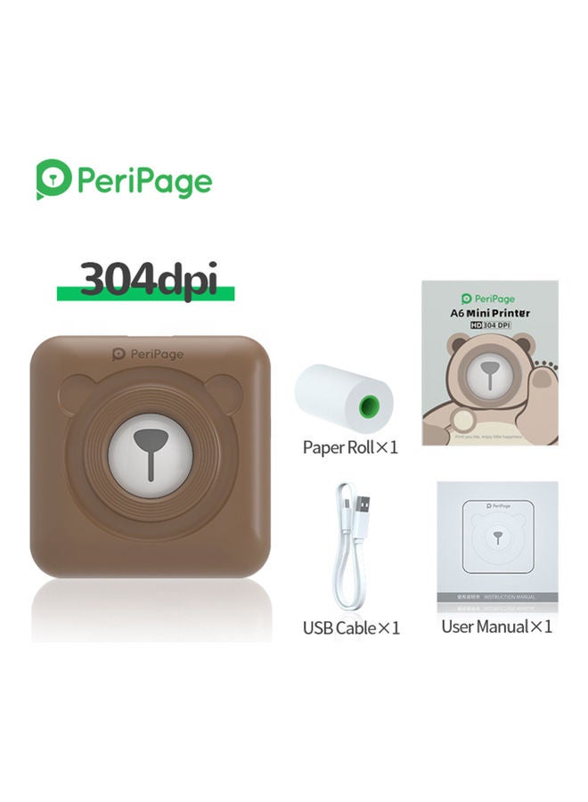 PeriPage - A6 Mini Pocket Printer With AR Photo Function Brown - Image 1