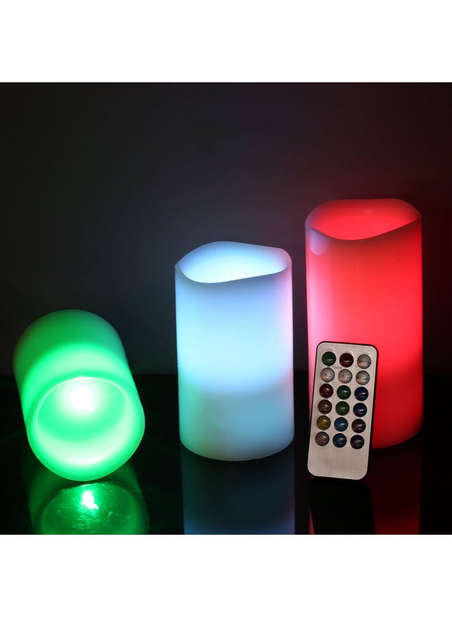 3-Piece LED Flameless Candle With Remote Control Set Multicolour