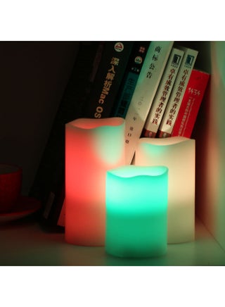 3-Piece LED Flameless Candle With Remote Control Set Multicolour - v1628618324/N49861675A_1