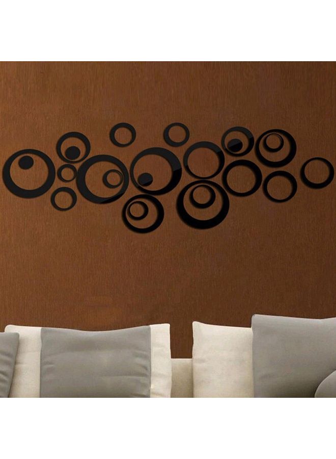 24-Piece 3D Circular Ring Mirror Pattern Wall Sticker Black - Image 3