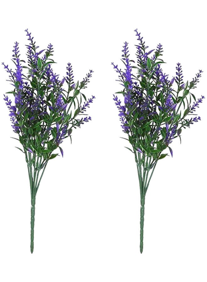 Generic 2-Piece Artificial Flower Set Green/Purple 