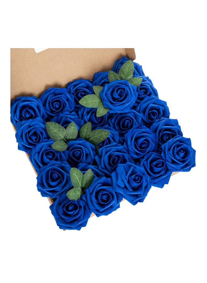 Generic 25-Piece Artificial Rose Flower Set Royal Blue 