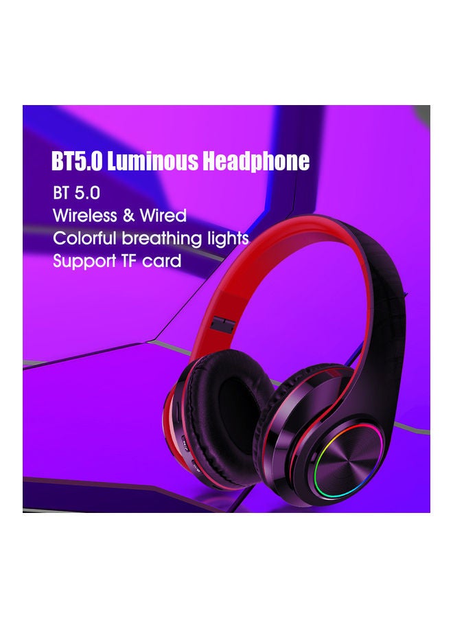 BT Wireless Or Wired USB-C Headphone with MIC Black/Red - Image 2