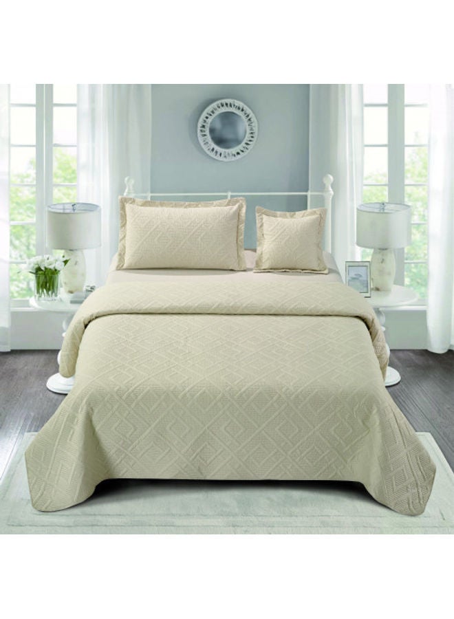 RISHAHOME 4-Piece Ultrasonic Compressed Comforter Set Microfiber Beige 210x160cm 