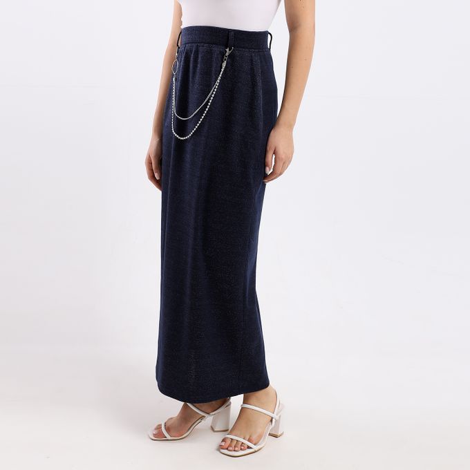 Plain Basic Maxi Skirt Blue - v1628624969/N49936374V_2