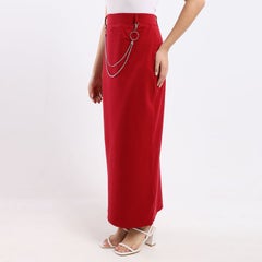 Caesar Plain Basic Maxi Skirt Red  - Image 2