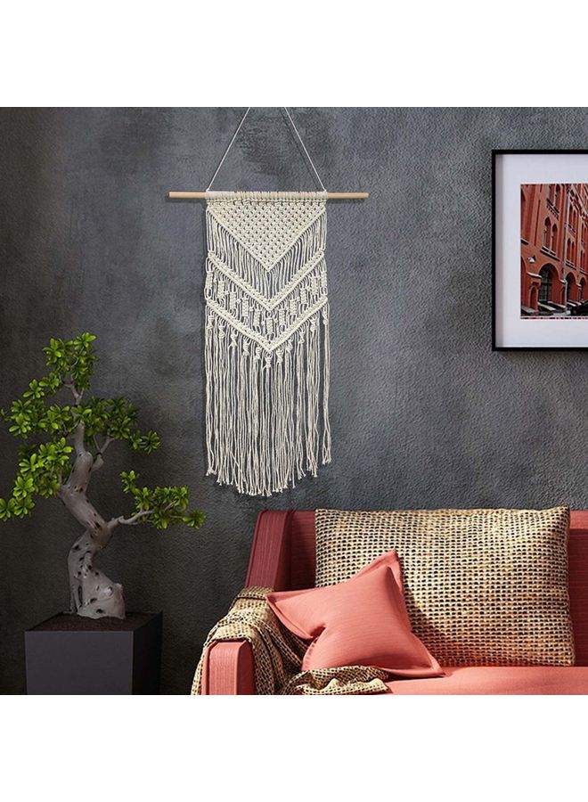 Handmade Woven Macrame Wall Tapestry Beige 50 x 8 x 8cm  - Image 3