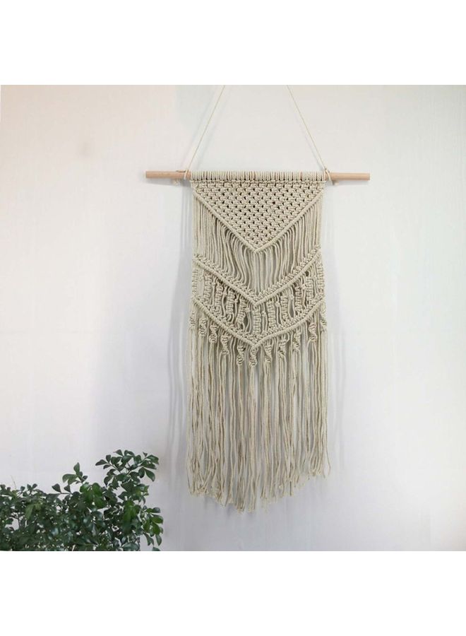 Handmade Woven Macrame Wall Tapestry Beige 50 x 8 x 8cm  - Image 5