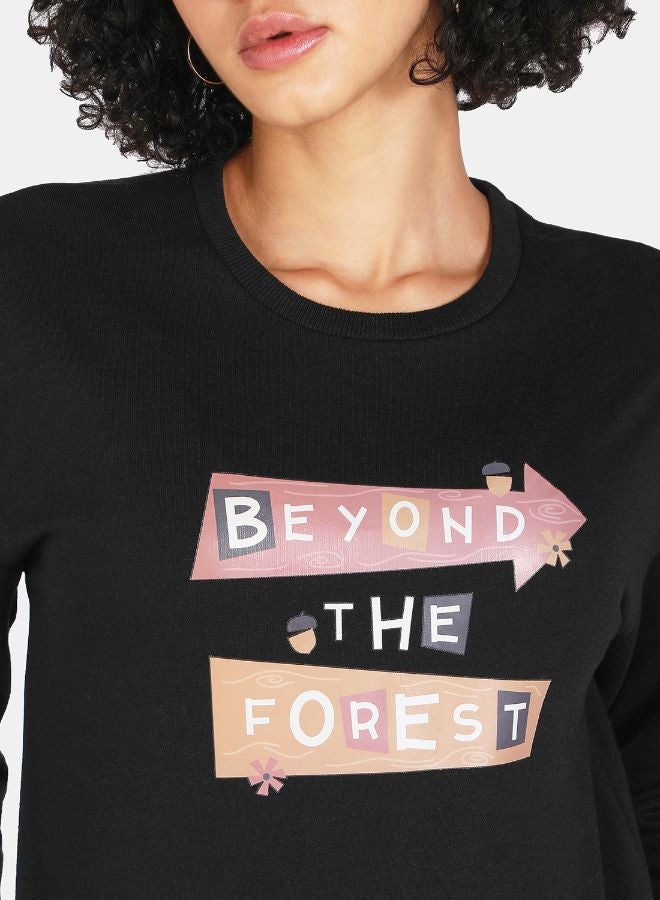 DRIP - Beyond The Forest Print Crop Sweatshirt Black - Image 1