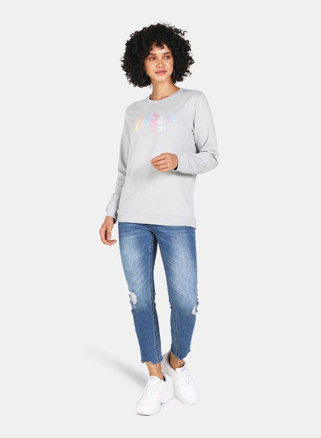 DRIP - Crew Neck Casual Printed Sweatshirt Grey - Image 1