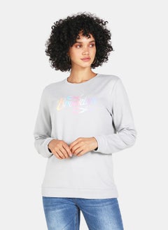 Crew Neck Casual Printed Sweatshirt Grey