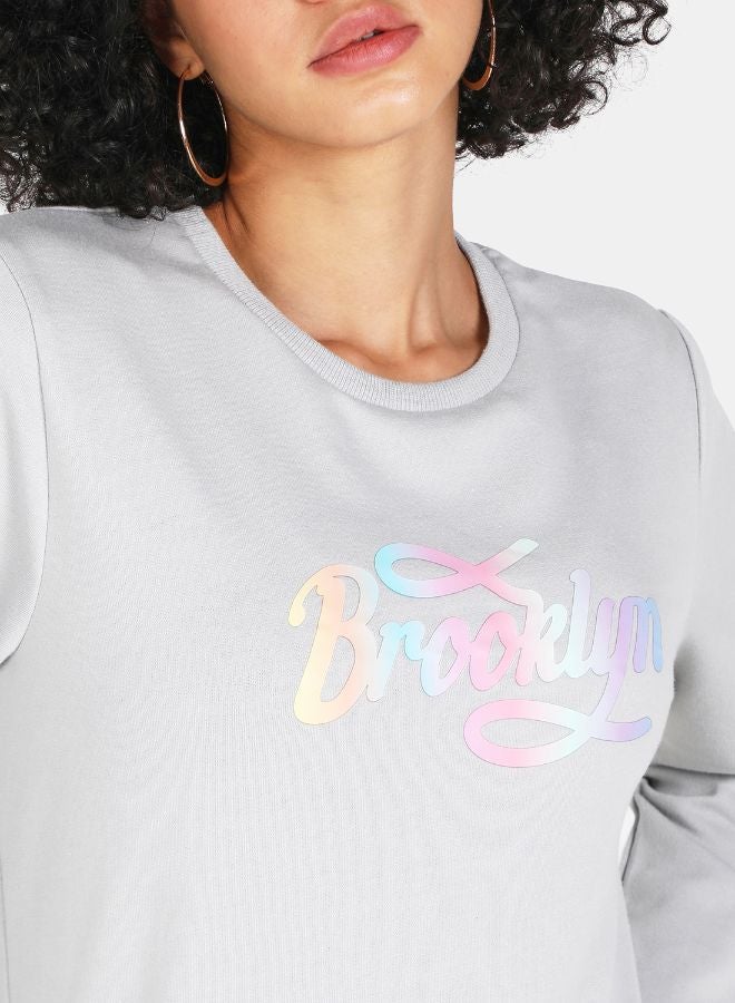 DRIP - Crew Neck Casual Printed Sweatshirt Grey - Image 1