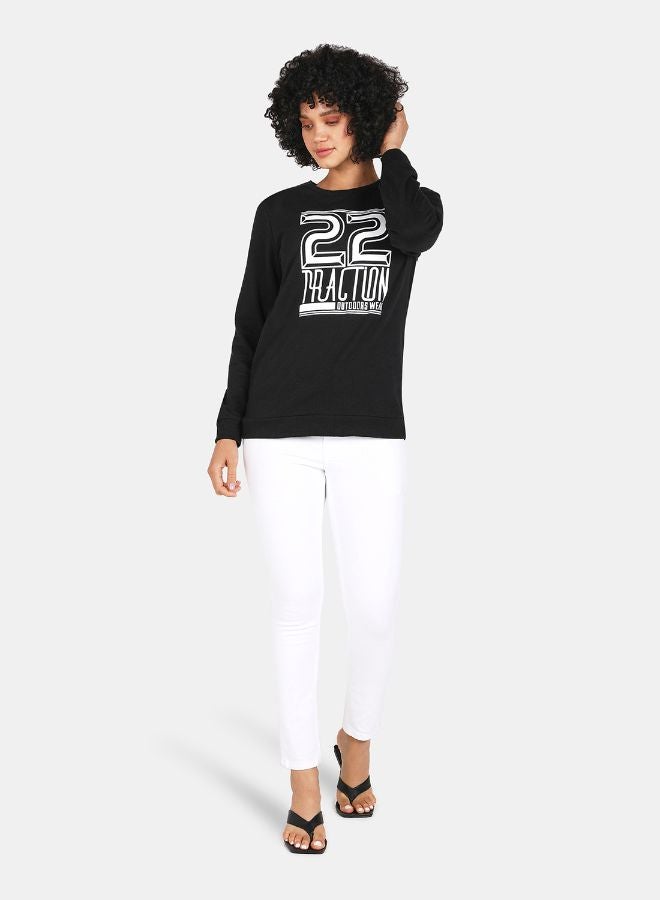 DRIP - Crew Neck Casual Printed Sweatshirt Black - Image 1
