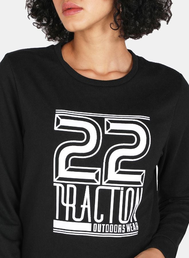 DRIP - Crew Neck Casual Printed Sweatshirt Black - Image 1
