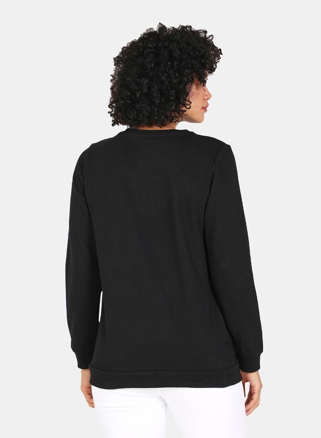 DRIP - Crew Neck Casual Printed Sweatshirt Black - Image 1
