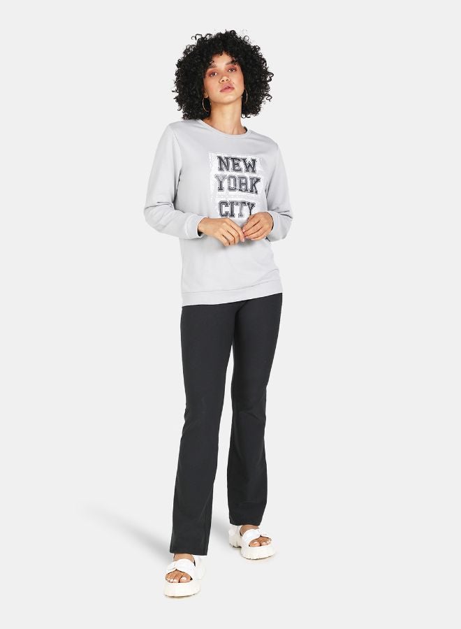 DRIP - Crew Neck Casual Printed Sweatshirt Grey - Image 1