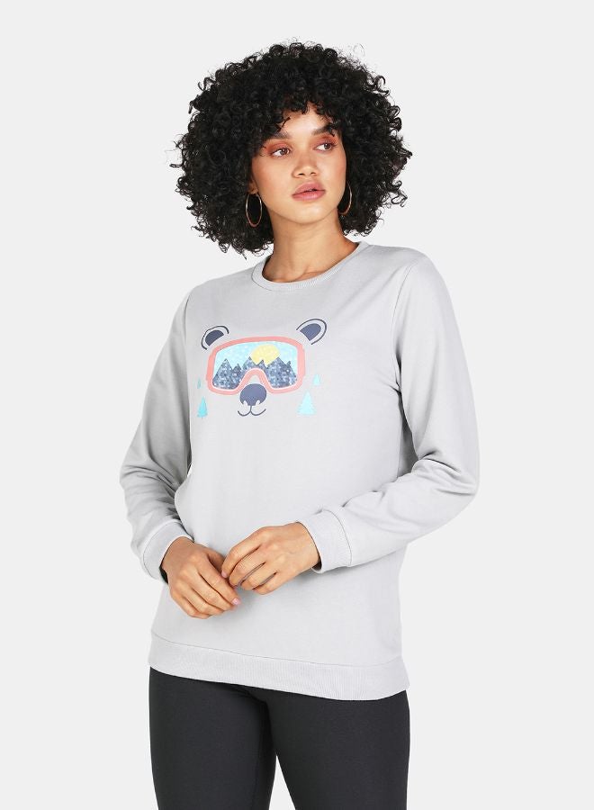 DRIP - Animal Printed Casual Crew Neck Sweatshirt Grey - Image 1