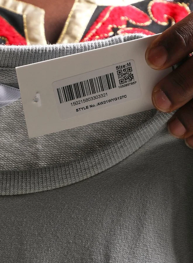 DRIP Animal Printed Casual Crew Neck Sweatshirt Grey