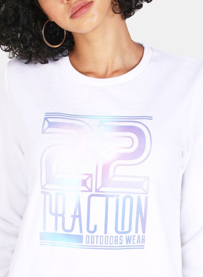 DRIP Printed Casual Crew Neck Sweatshirt White  - Image 4