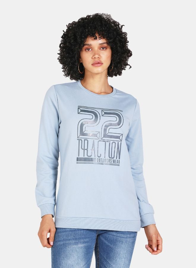 DRIP - Crew Neck Casual Printed Sweatshirt Blue Fog - Image 1