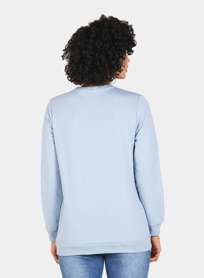 DRIP - Crew Neck Casual Printed Sweatshirt Blue Fog - Image 1