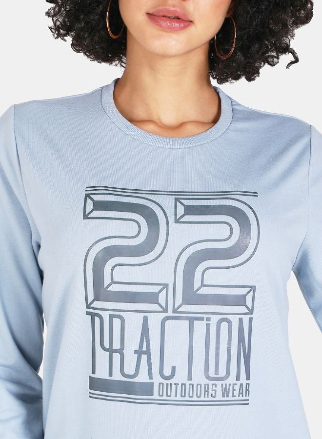 DRIP - Crew Neck Casual Printed Sweatshirt Blue Fog - Image 1