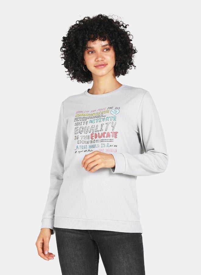 DRIP - Crew Neck Casual Printed Sweatshirt Grey - Image 1