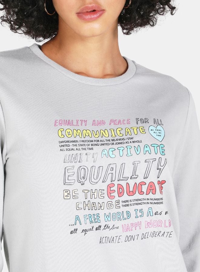DRIP - Crew Neck Casual Printed Sweatshirt Grey - Image 1