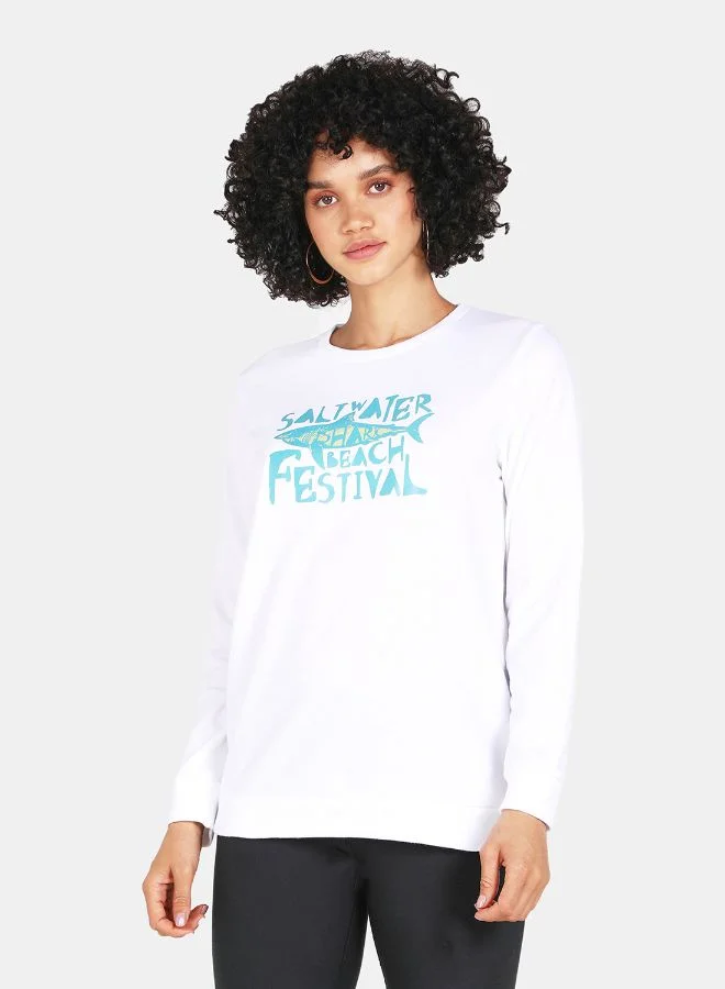 DRIP Salt Water Shark Beach Festival Printed Casual Crew Neck Sweatshirt