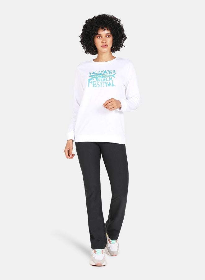 DRIP Salt Water Shark Beach Festival Printed Casual Crew Neck Sweatshirt White - Image 3