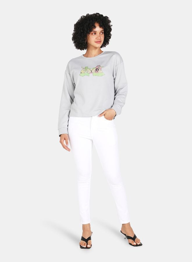 Printed Crew Neck Crop Sweatshirt Grey - v1628655359/N49187131V_4