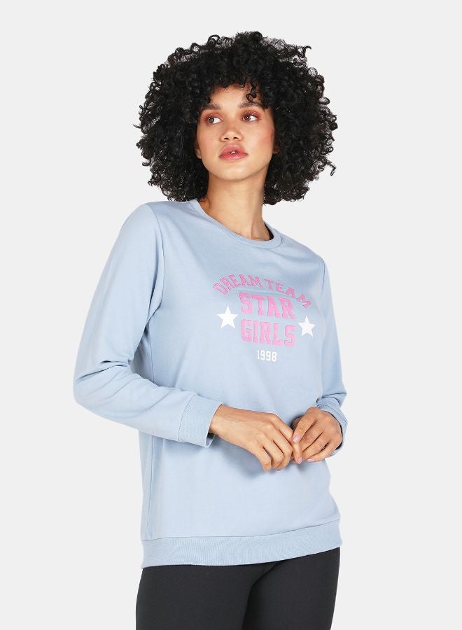 DRIP - Crew Neck Casual Printed Sweatshirt Blue Fog - Image 1