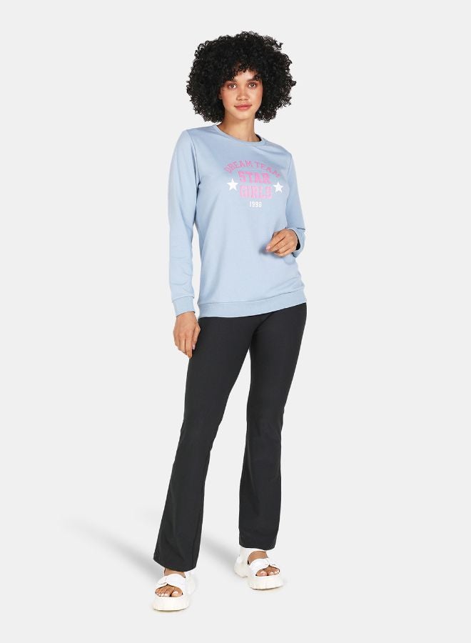 DRIP - Crew Neck Casual Printed Sweatshirt Blue Fog - Image 1