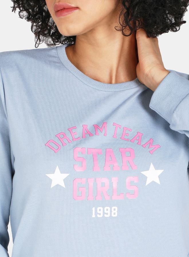 DRIP - Crew Neck Casual Printed Sweatshirt Blue Fog - Image 1