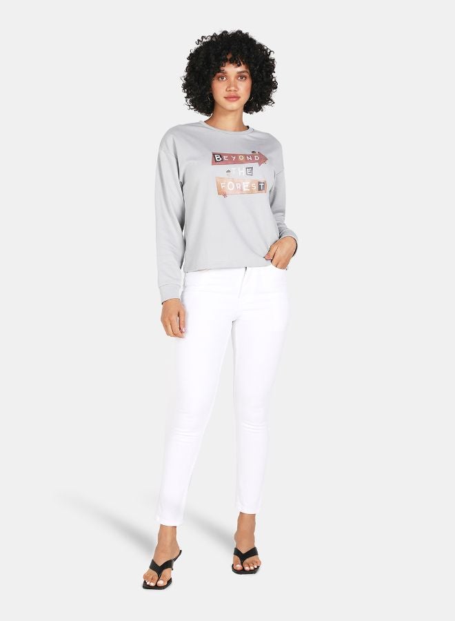 DRIP - Beyond The Forest Print Crop Sweatshirt Grey - Image 1