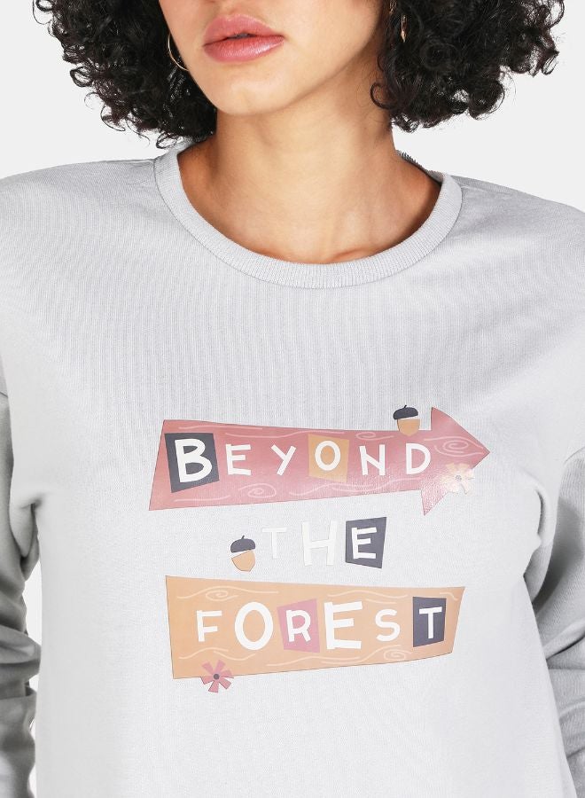 DRIP - Beyond The Forest Print Crop Sweatshirt Grey - Image 1