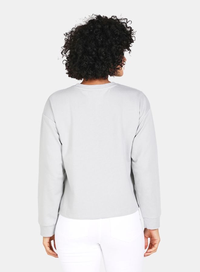 DRIP - Beyond The Forest Print Crop Sweatshirt Grey - Image 1