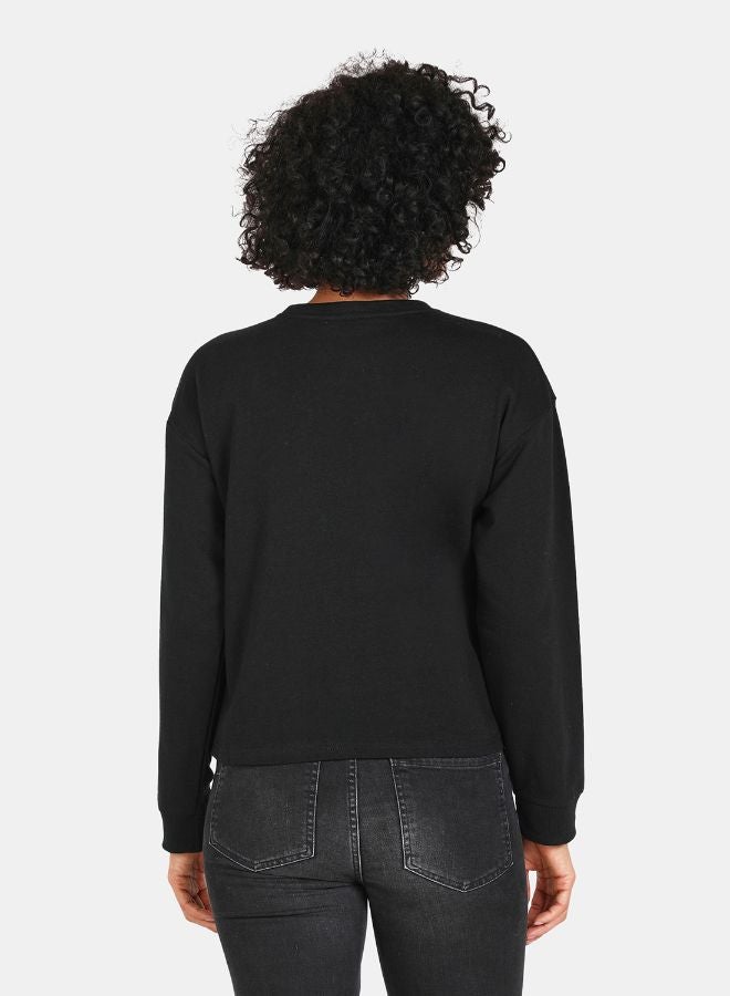 DRIP - Want To Go Faster Print Crop Sweatshirt Black - Image 1