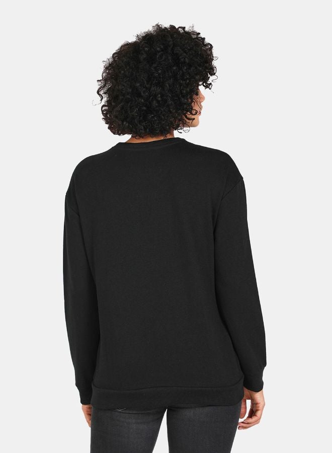 DRIP - Tiger Printed Casual Crew Neck Sweatshirt Black - Image 1