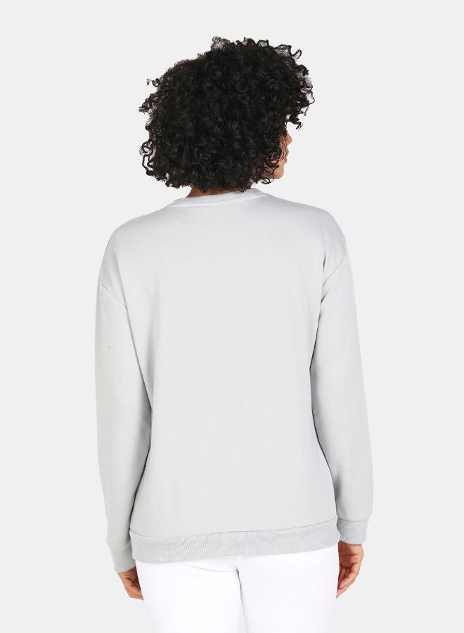 DRIP Summer Printed Casual Crew Neck Sweatshirt Grey  - Image 2