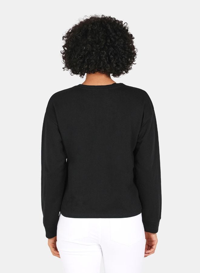 DRIP - Easy Livin Print Crop Sweatshirt Black - Image 1